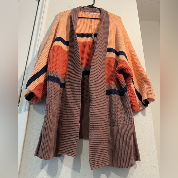 ONeill Open Front Knit Capecod Oversized Cardigan Sweater Beach Sand Size M - Picture 4 of 12